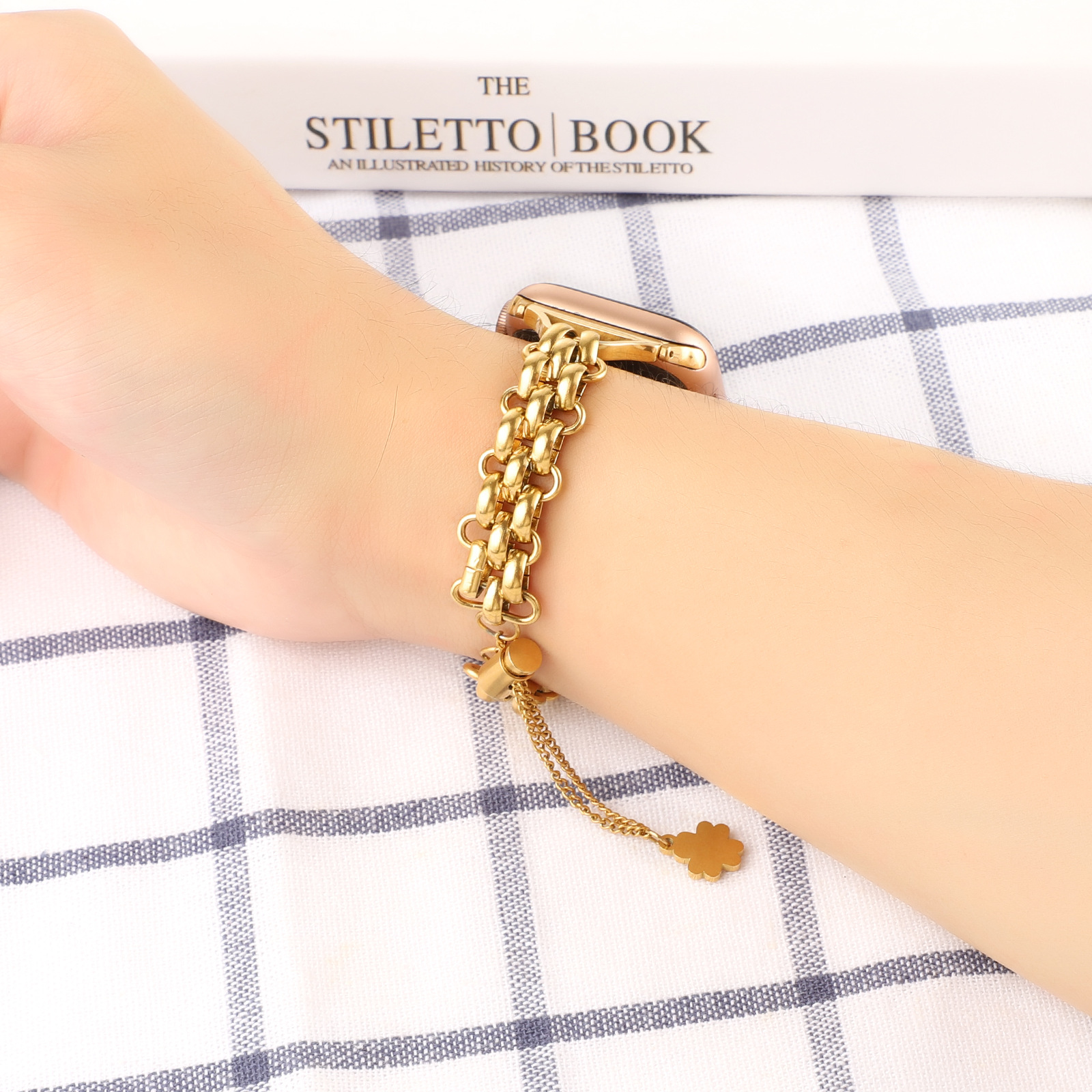 Stainless Steel Double Row Chain Watch Band - Image 1