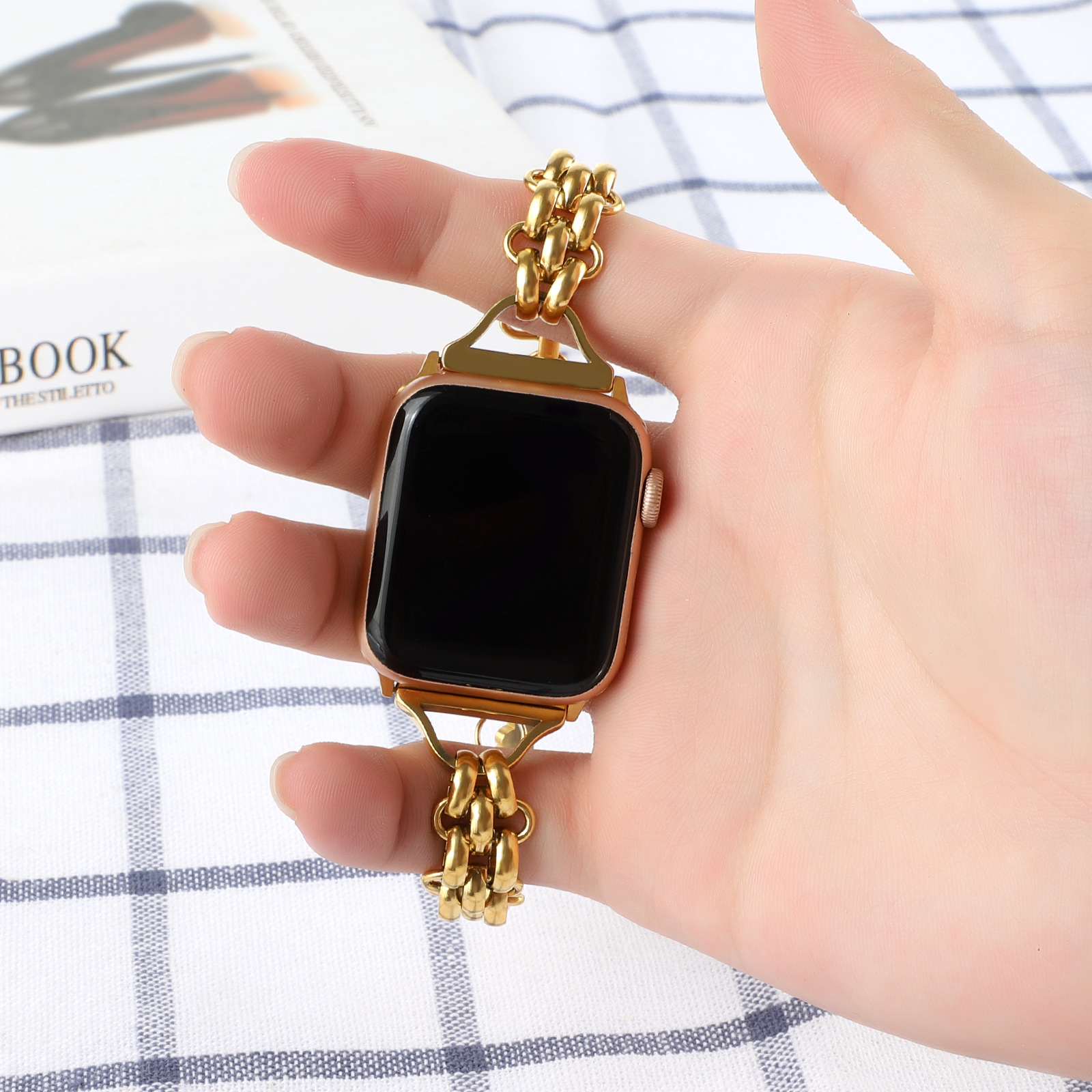 Stainless Steel Double Row Chain Watch Band - Image 2