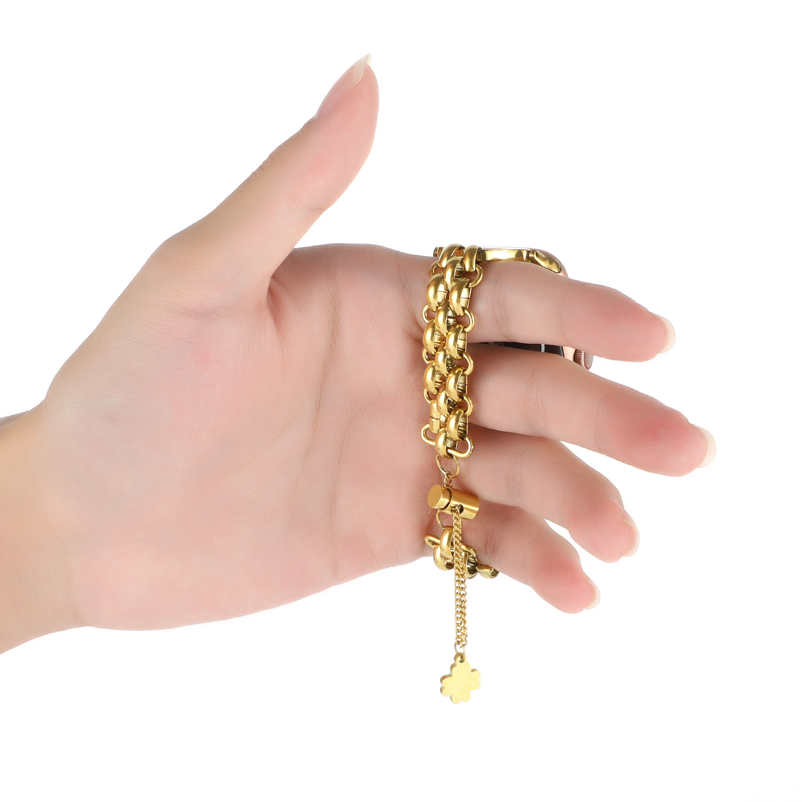 Stainless Steel Double Row Chain Watch Band - Image 3