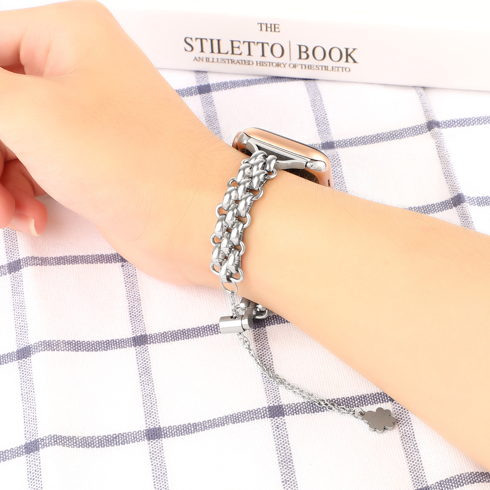 Stainless Steel Double Row Chain Watch Band - Image 5
