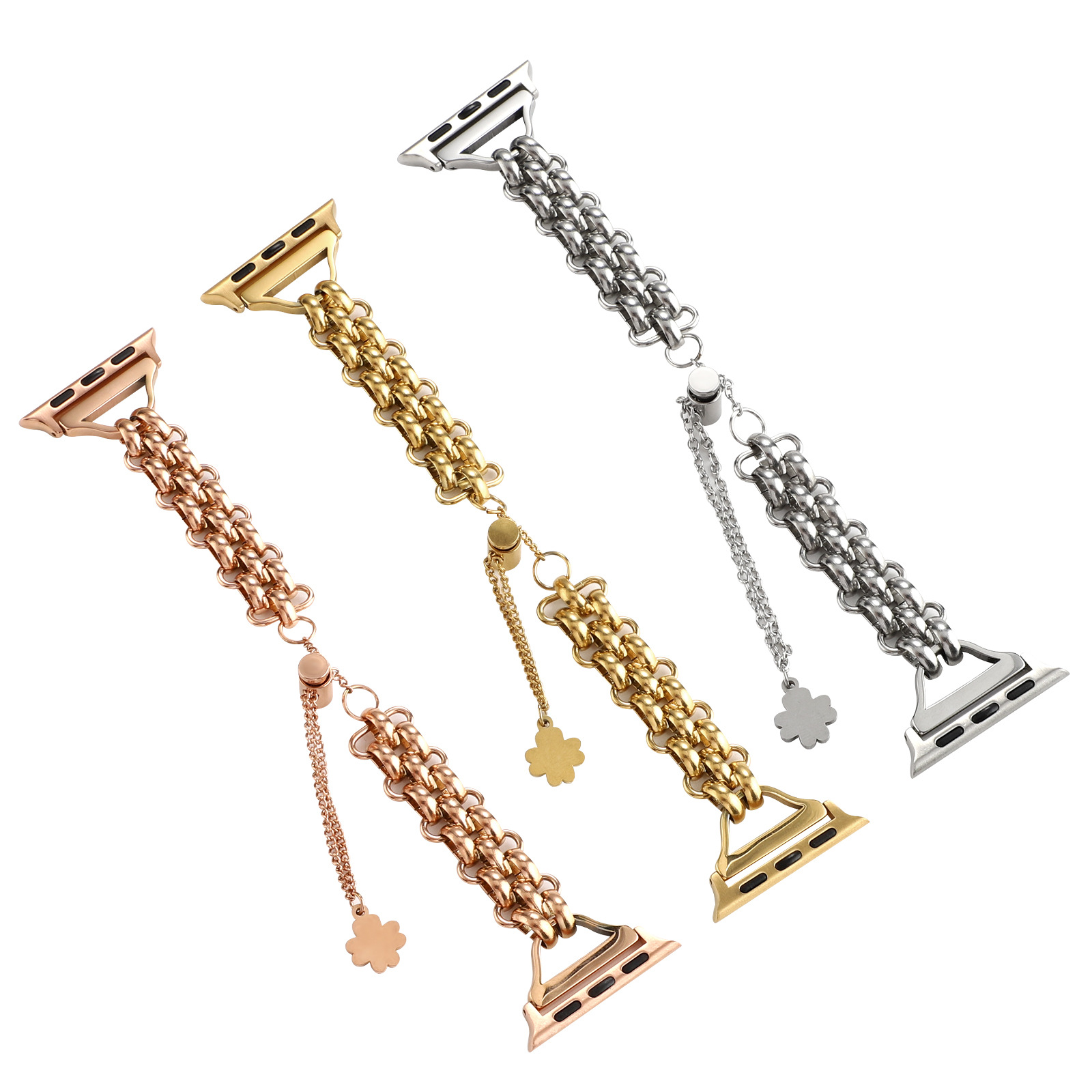 Stainless Steel Double Row Chain Watch Band - Image 7