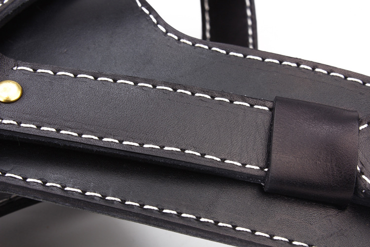 Black Cowhide Pet Leather Chest Strap Image 3
