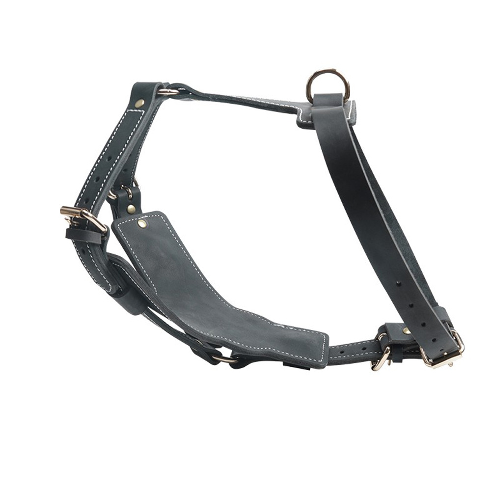Black Cowhide Pet Leather Chest Strap Image 5