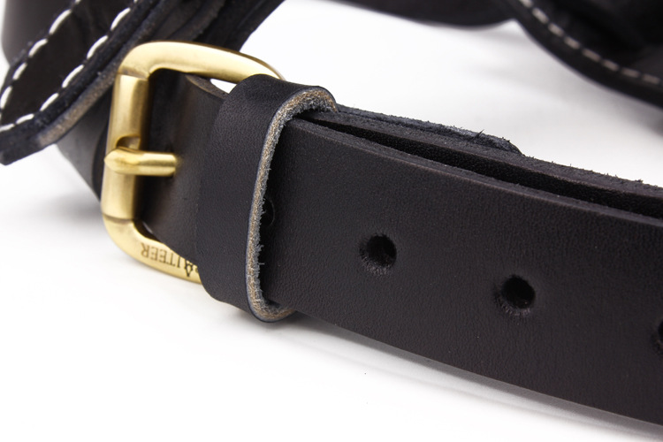Black Cowhide Pet Leather Chest Strap Image 6