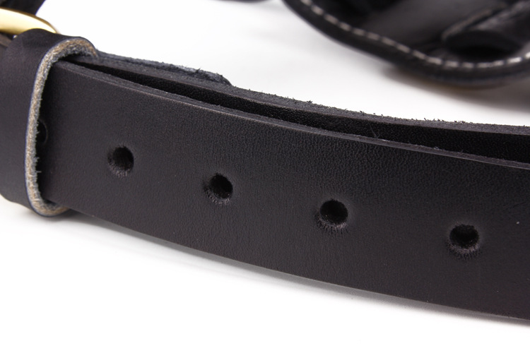 Black Cowhide Pet Leather Chest Strap Image 7