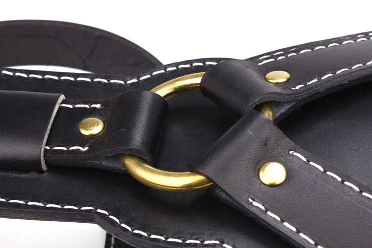 Black Cowhide Pet Leather Chest Strap Image 14