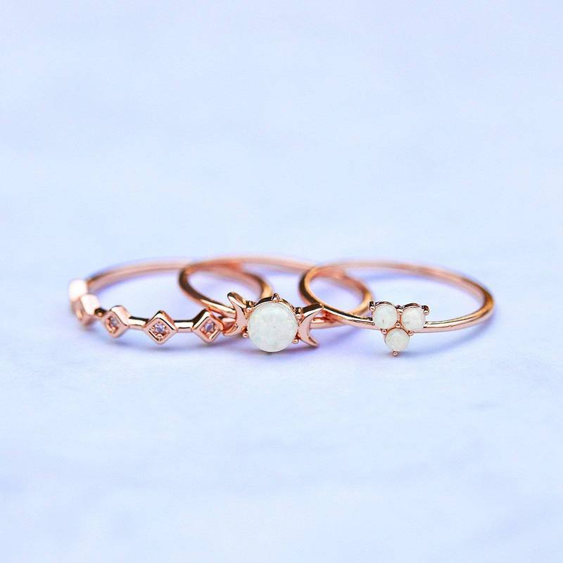 Moon Opal Ring Set Image 1