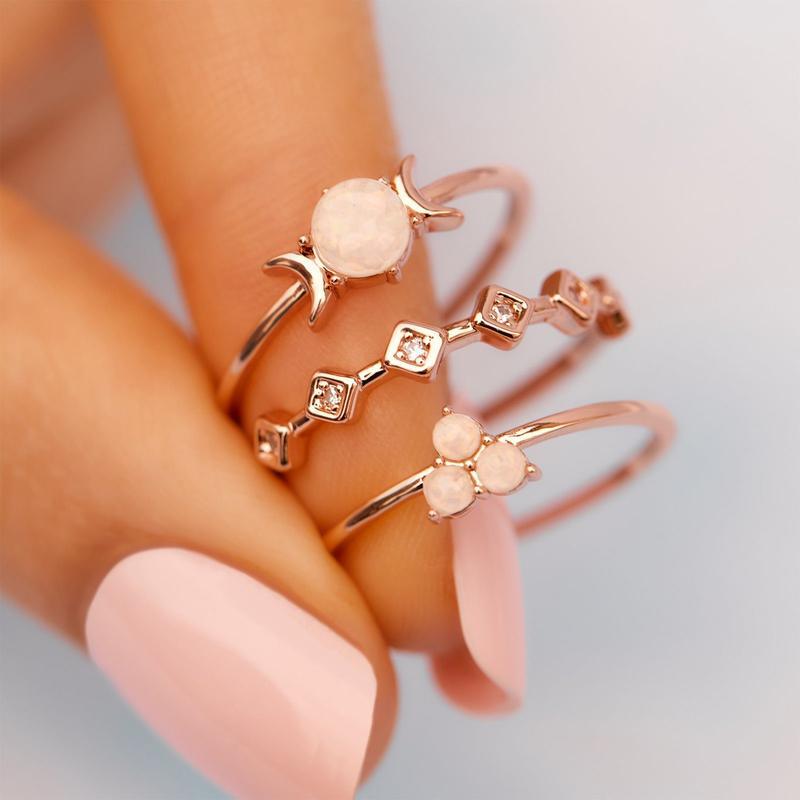 Moon Opal Ring Set Image 4