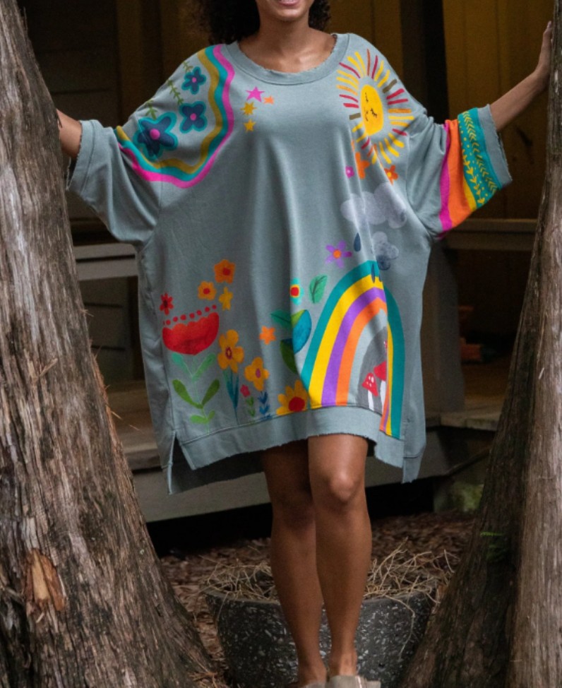 Loose Large Design Printed Crew Neck Sweatshirt - Image 4