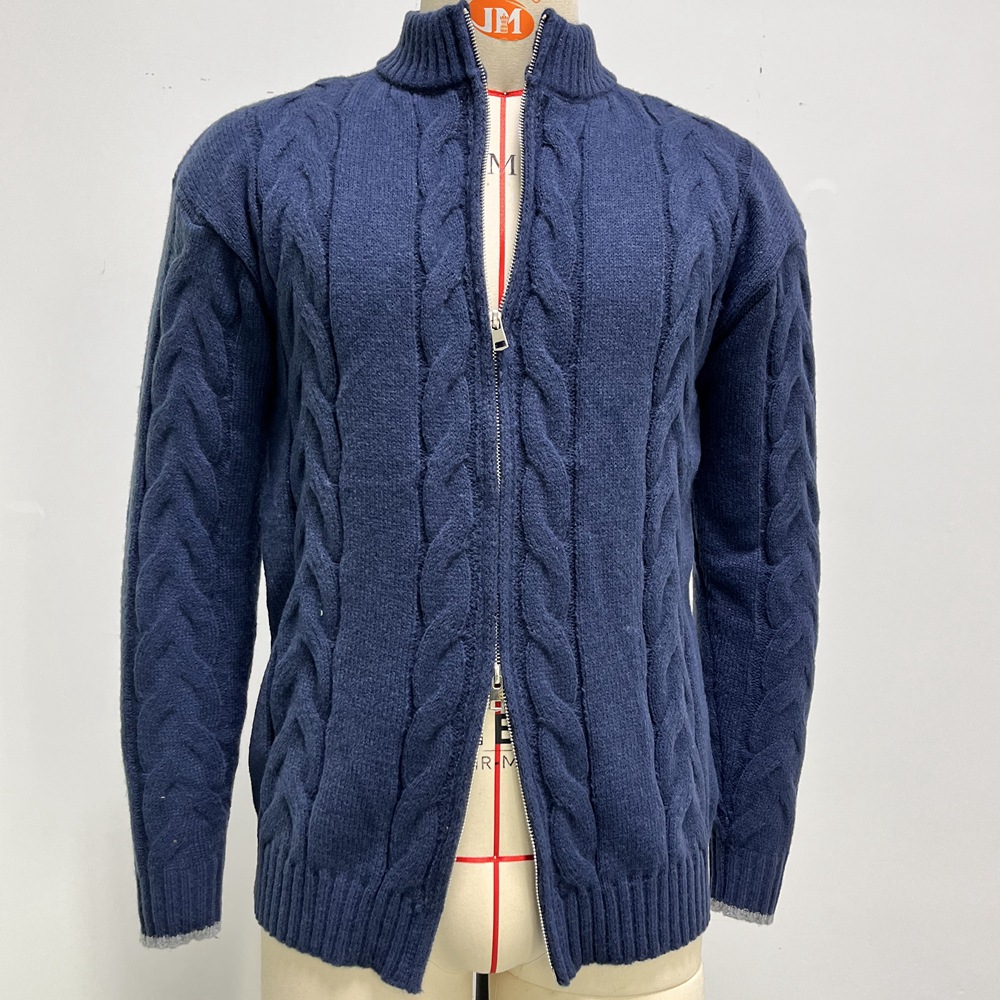 Men's Solid Color Zipper Knitted Jacket 6