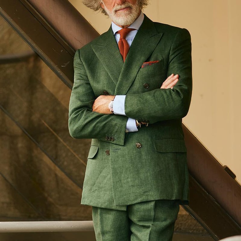 Casual Striped Men's Suit Upper Garment Image 3