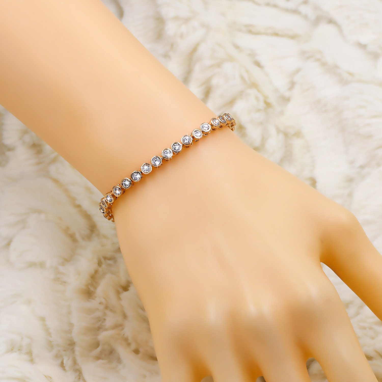 Simple Copper Zircon Platinum Bracelet 4