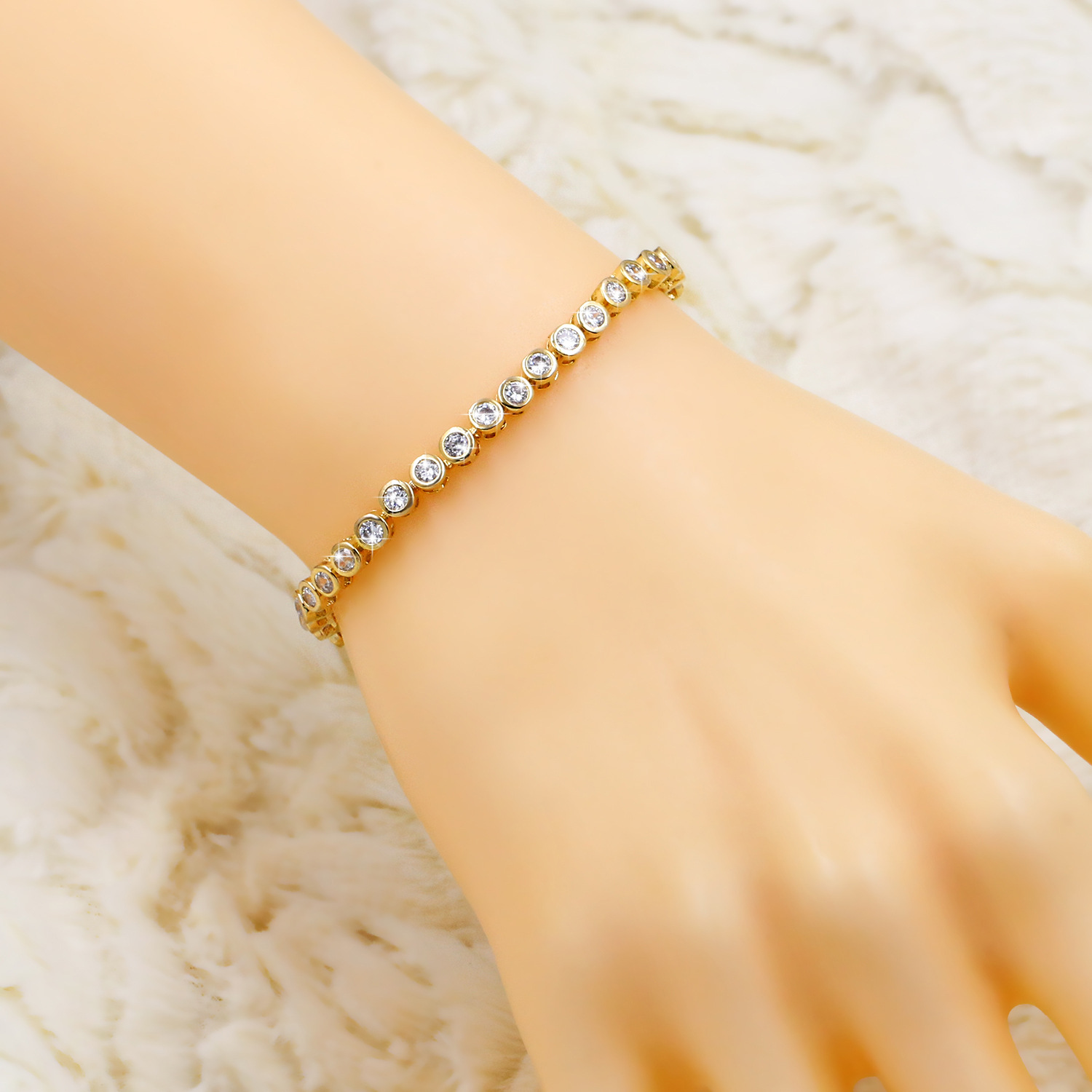 Simple Copper Zircon Platinum Bracelet 7