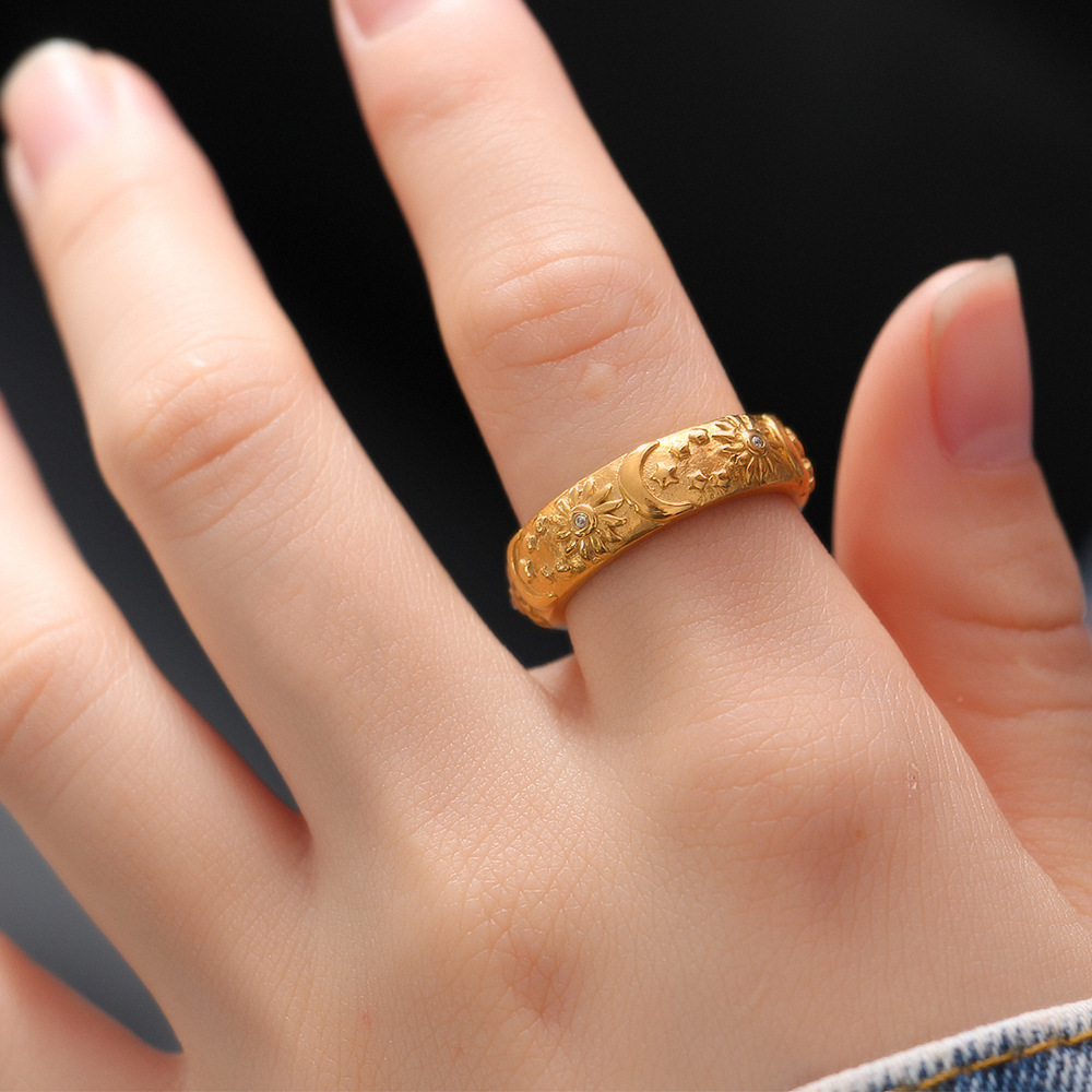 Sun Moon and Star Zircon Ring - Image 2
