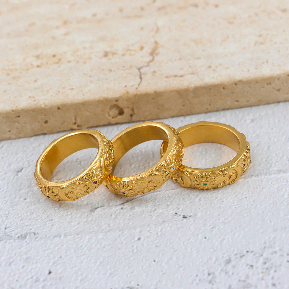Sun Moon and Star Zircon Ring - Image 6