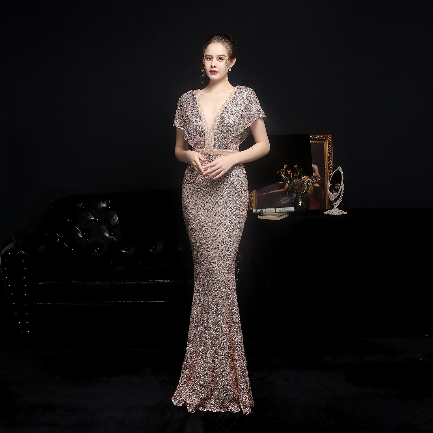 Women's Sequin Fishtail Banquet Dress Image 7
