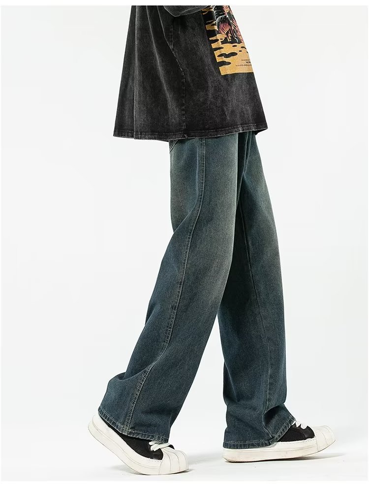 Vintage Blue Washed Men's Loose Pants