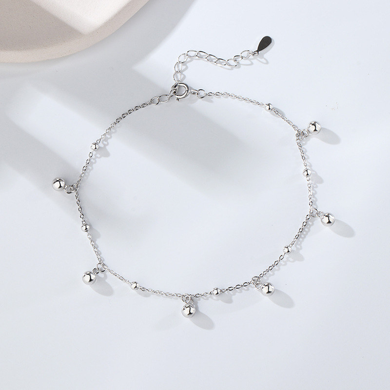 S925 Sterling Silver Round Beads Anklet