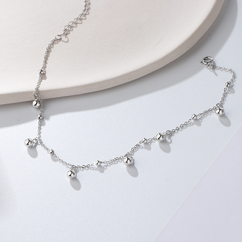 S925 Sterling Silver Round Beads Anklet