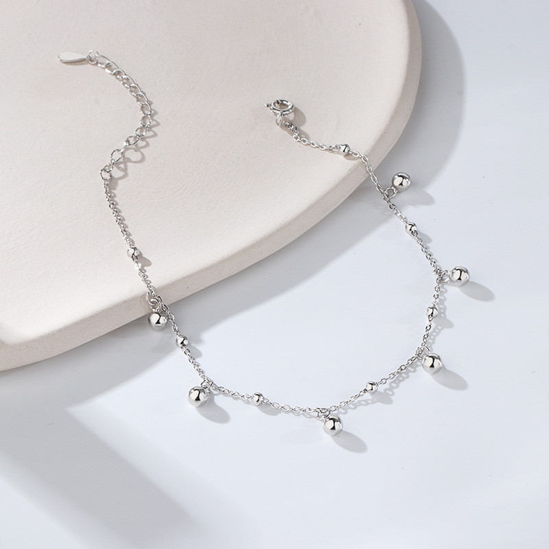 S925 Sterling Silver Round Beads Anklet