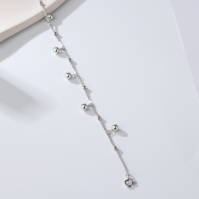 S925 Sterling Silver Round Beads Anklet