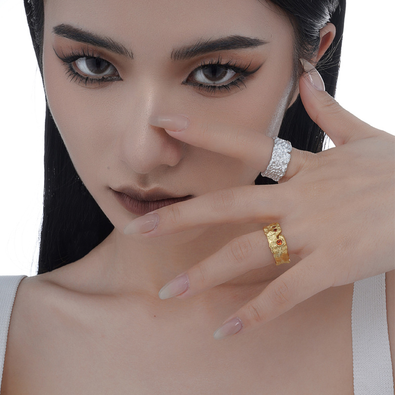 Silver Water Texture Ring - Detail