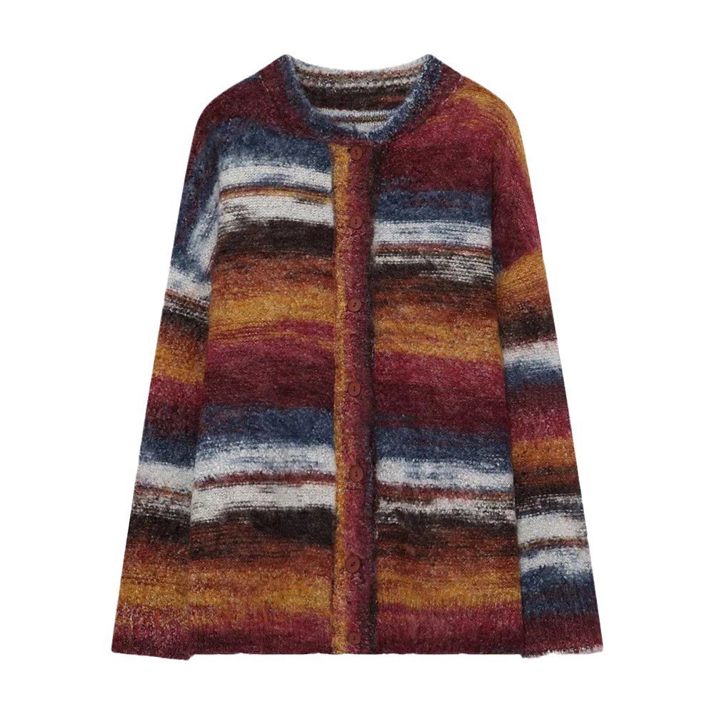 Autumn Contrast Color Pattern Sweater Image 3