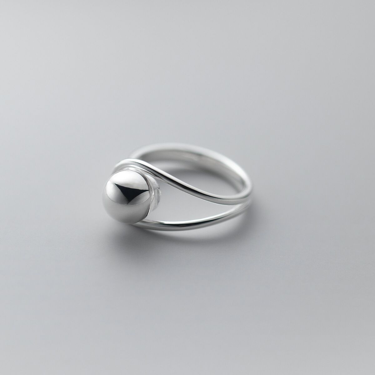 Simple Double Line Ball Ring - Image 1