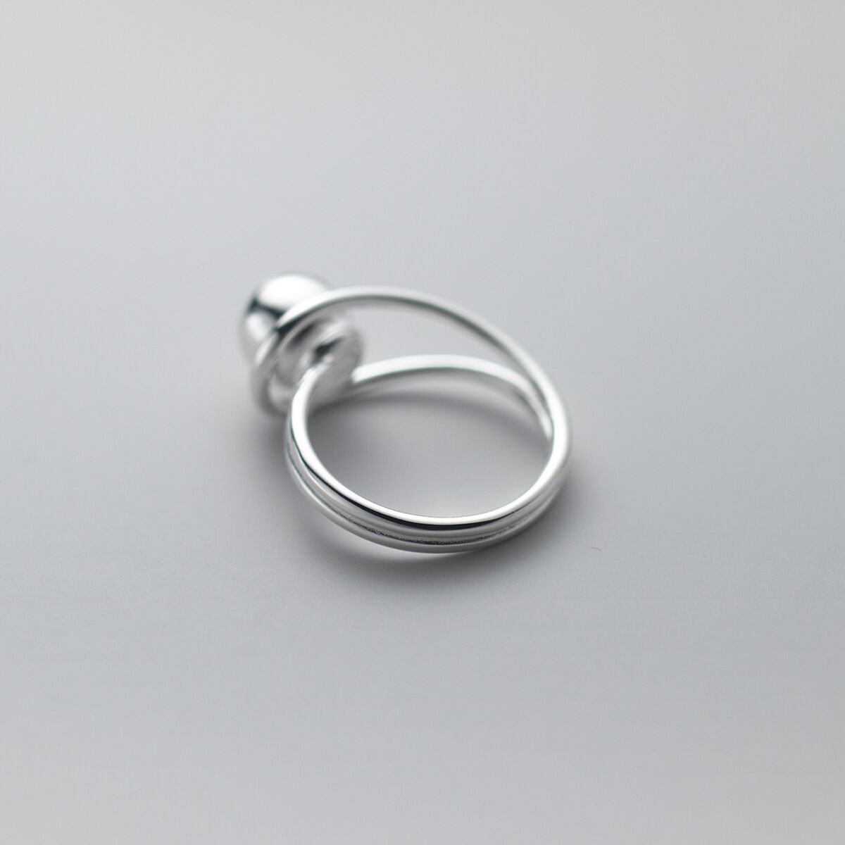 Simple Double Line Ball Ring - Image 2