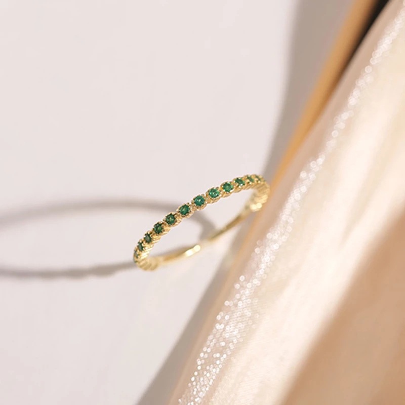 Single Row Diamond Plated 14K Gold Ring Image 1