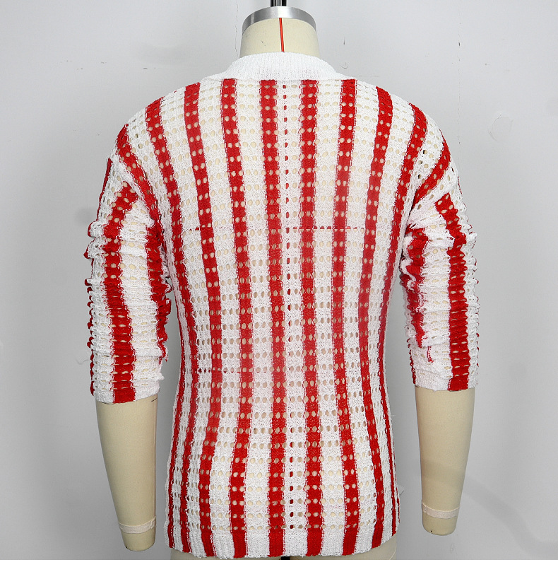Men's Striped Wool Casual Sweater Image 8