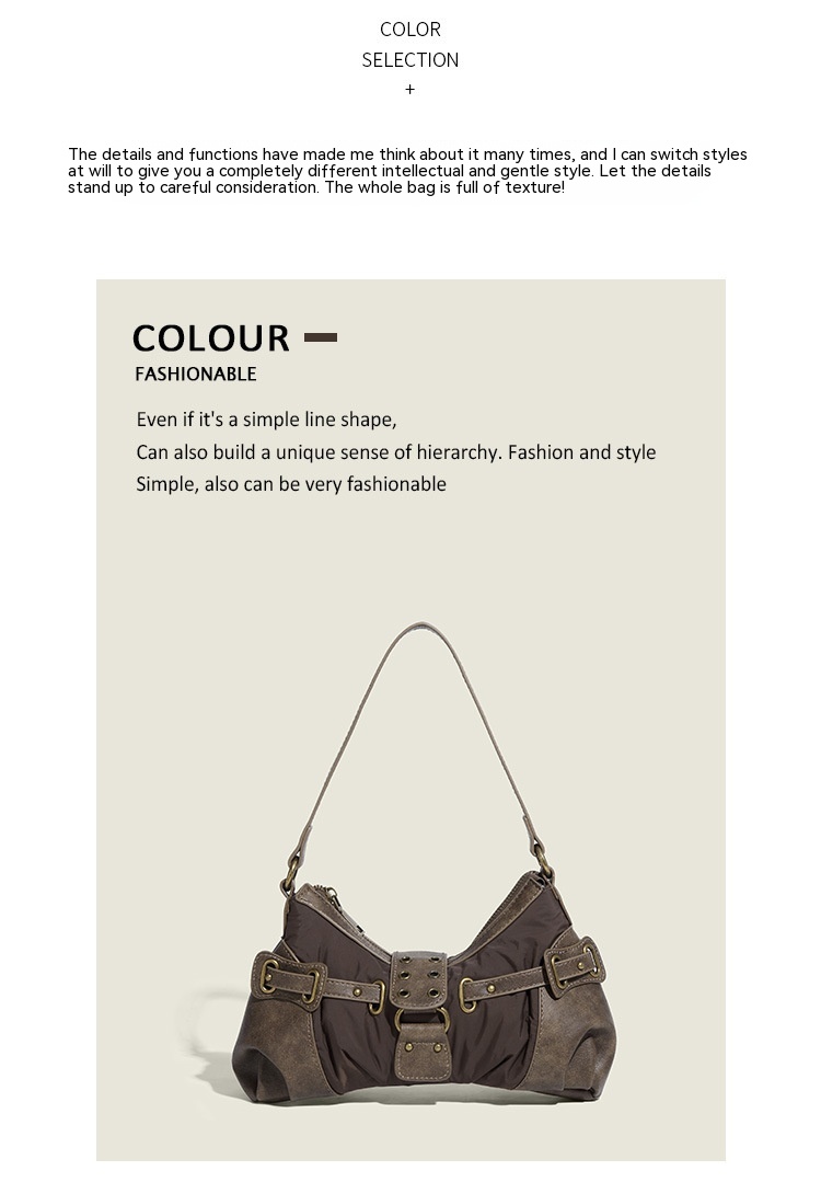 Retro New One-shoulder Portable Rivet Baguette Bag Image 1