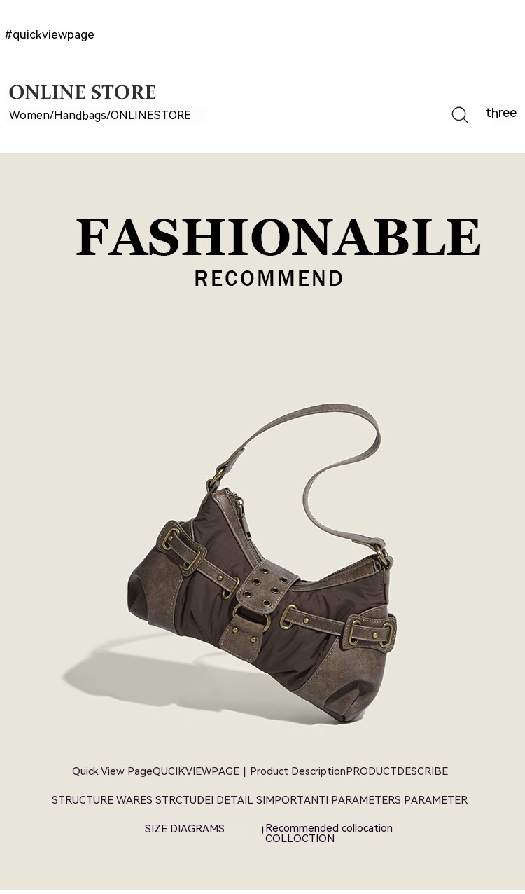 Retro New One-shoulder Portable Rivet Baguette Bag Image 6