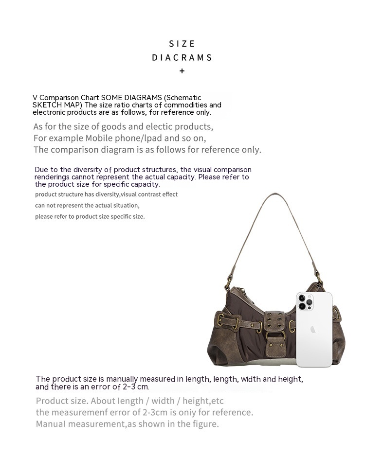 Retro New One-shoulder Portable Rivet Baguette Bag Image 9