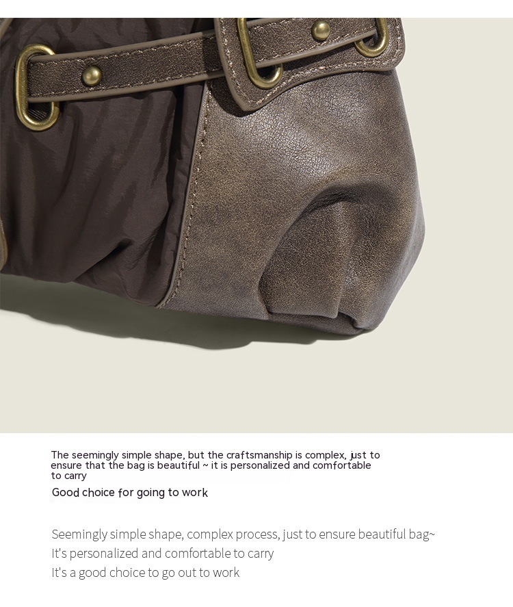Retro New One-shoulder Portable Rivet Baguette Bag Image 16