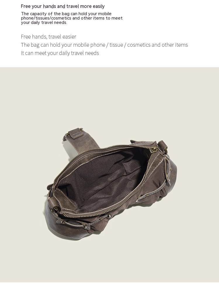 Retro New One-shoulder Portable Rivet Baguette Bag Image 17