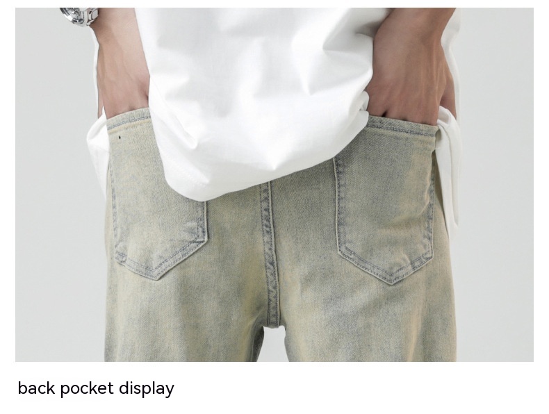 Heavy Washed Yellow Jeans im amerikanischen Stil Bild 4