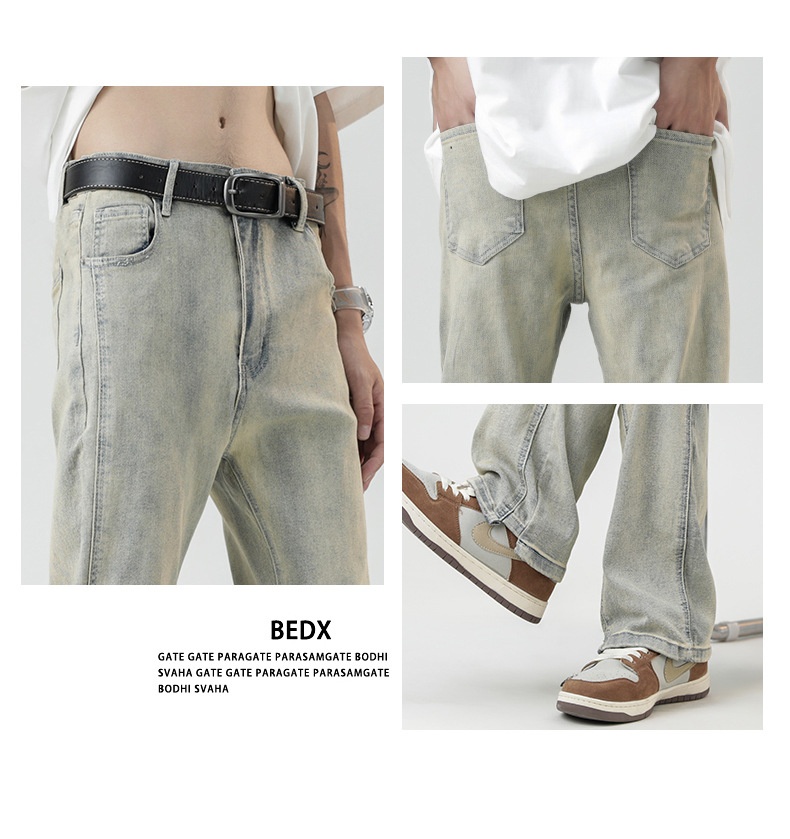 Heavy Washed Yellow Jeans im amerikanischen Stil Bild 6