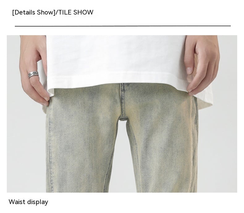 Heavy Washed Yellow Jeans im amerikanischen Stil Bild 12