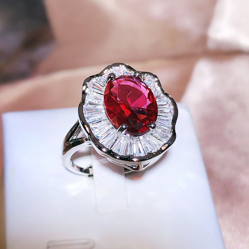 Anillo Rojo Llamativo con Piedra para Mujer 5