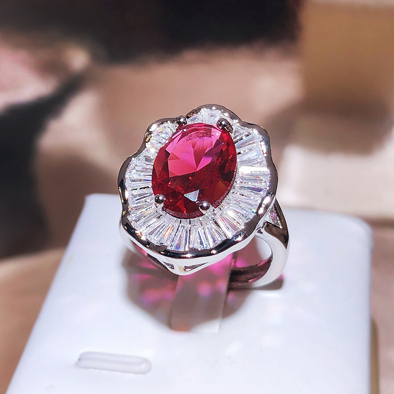 Anillo Rojo Llamativo con Piedra para Mujer 6
