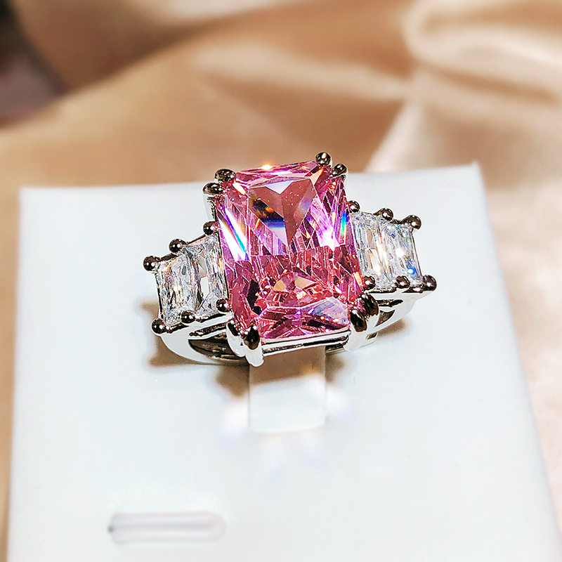 Overturn Stone Inlay Powder Rhinestone Ring Trendy