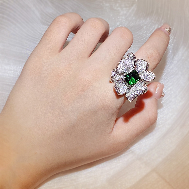 Petal Flower Full Diamond Ring Image 2