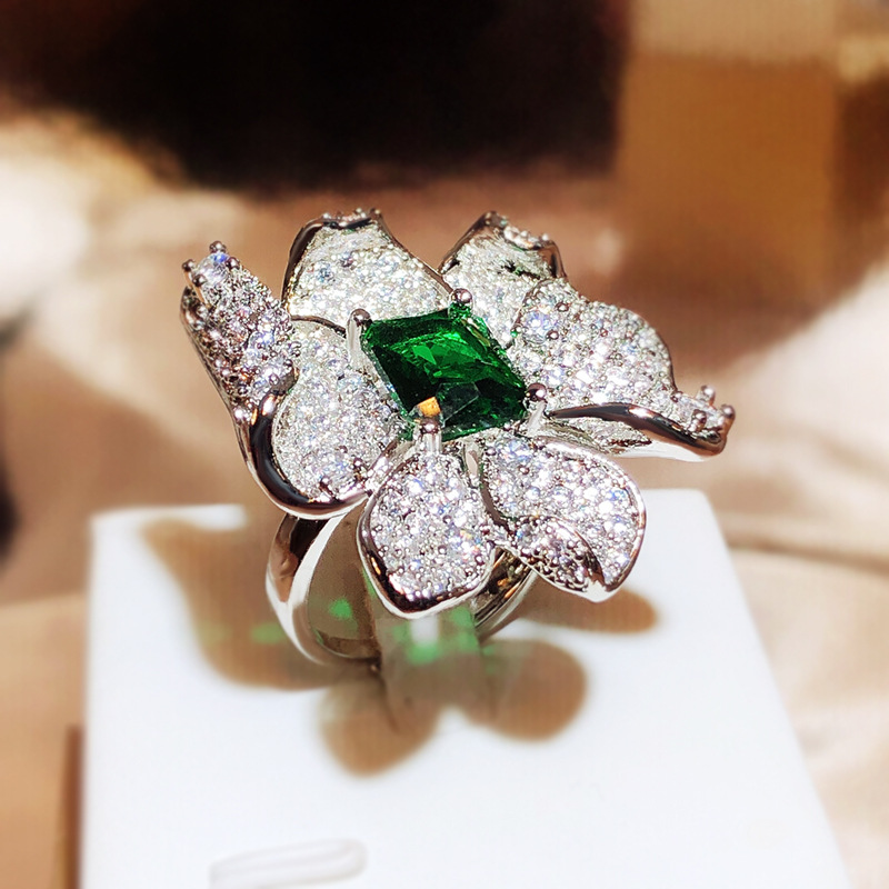 Petal Flower Full Diamond Ring Image 3