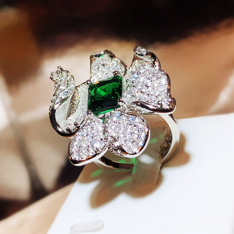 Petal Flower Full Diamond Ring Image 4