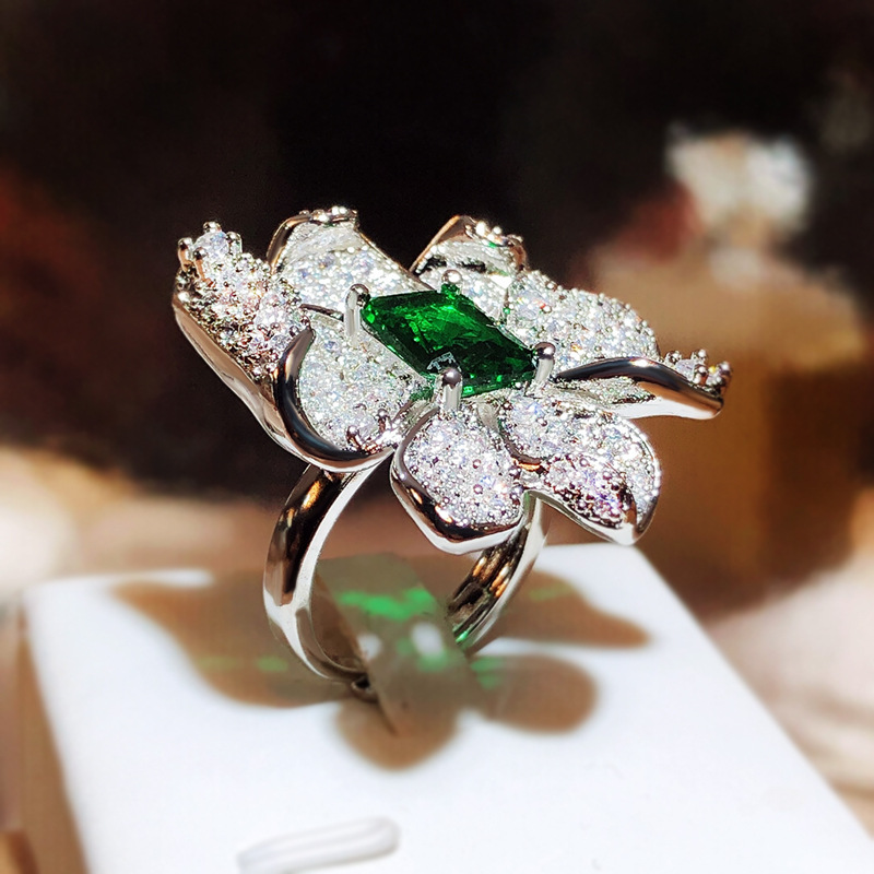 Petal Flower Full Diamond Ring Image 5
