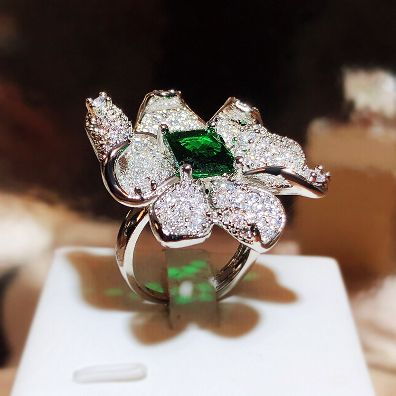 Petal Flower Full Diamond Ring Image 6