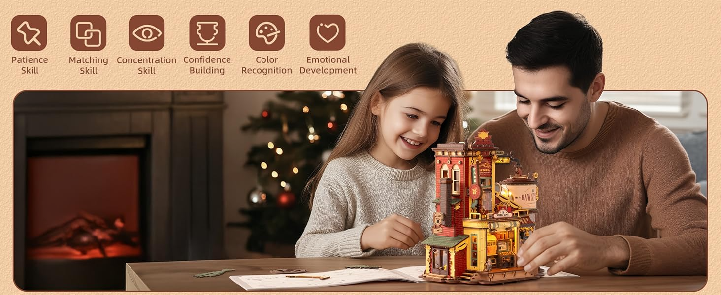 ROBOTIME 3D Wooden Puzzle Gift Factory Model Kits for Adults to Build