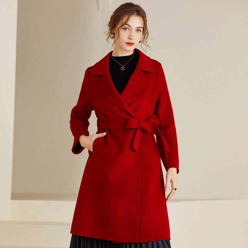 Mid-length Belt Wool Coat