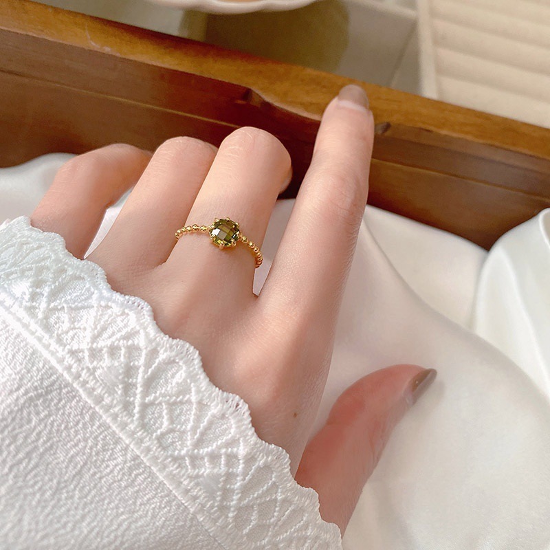 Women's Fashion Personality Pull Round Beads Chain Ring 1